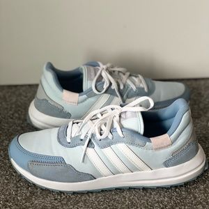 Adidas Ortholite Baby Blue suede trimmed canvas sneaker